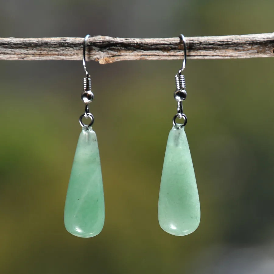 1 Pair Simple Style Water Droplets Alloy natural stone Drop Earrings