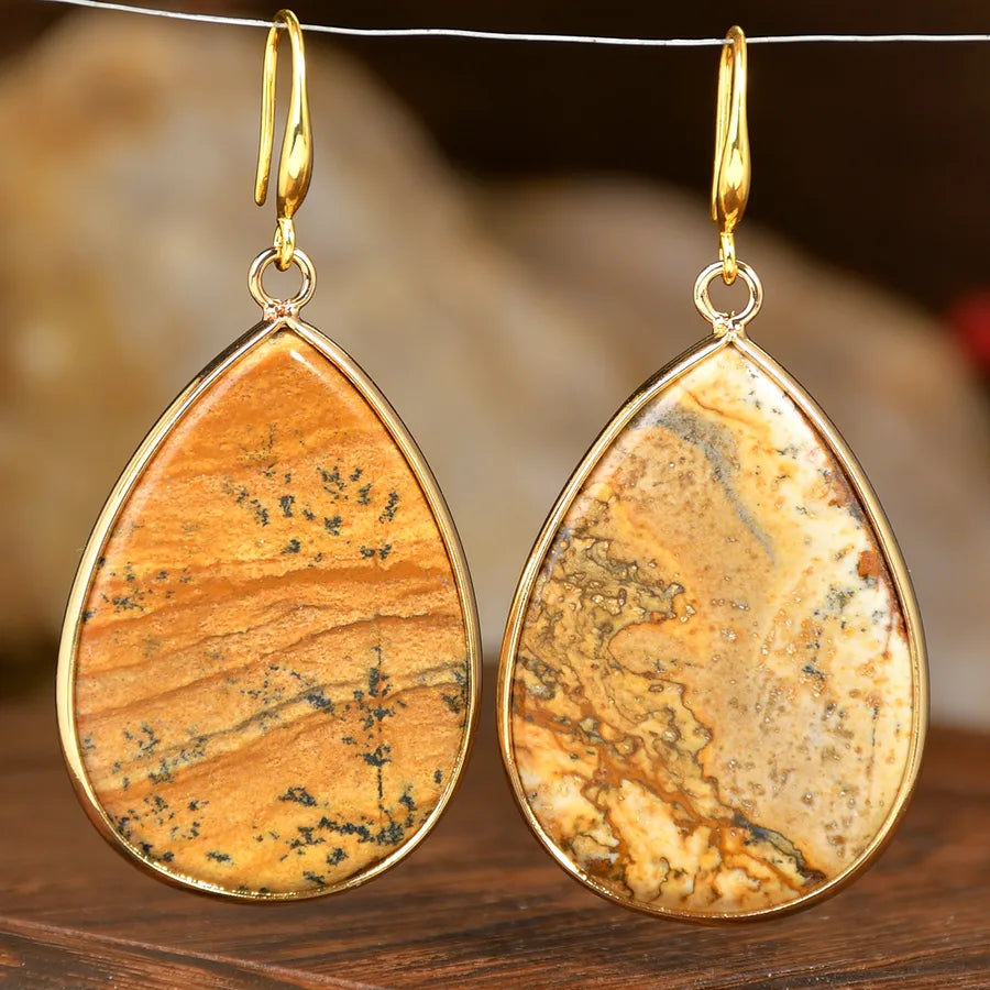 1 Pair Elegant Luxurious Water Droplets natural stone Drop Earrings