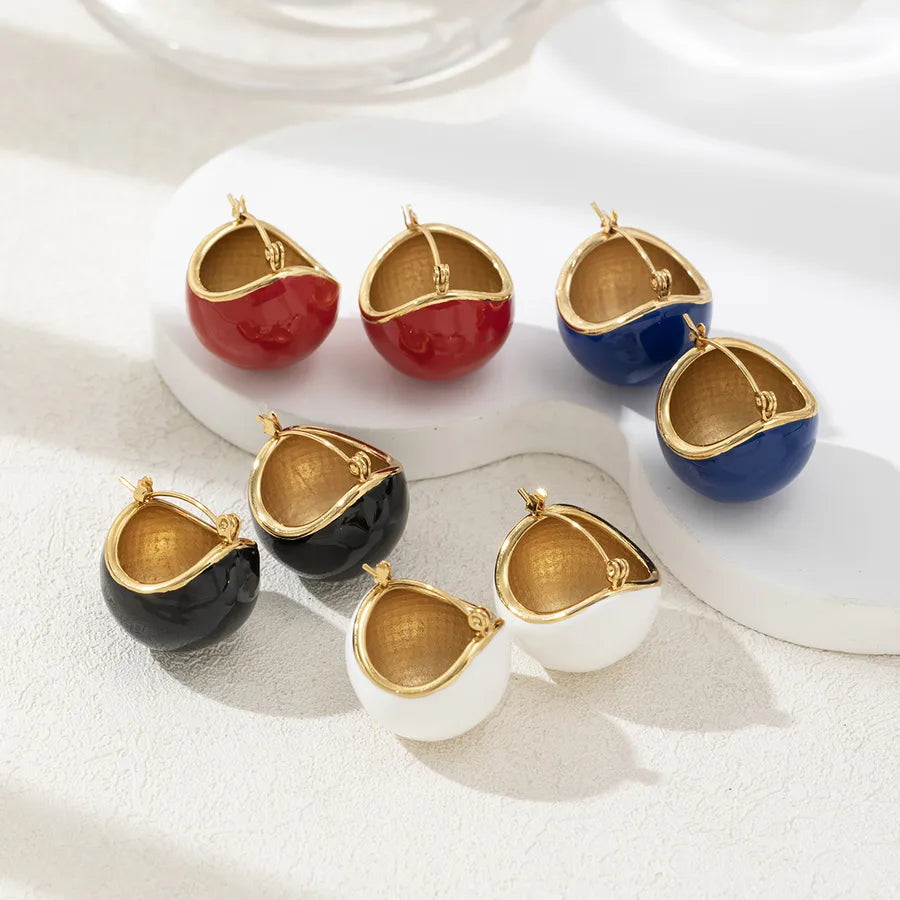 1 Pair Beach Sweet Semicircle 304 Stainless Steel Earrings