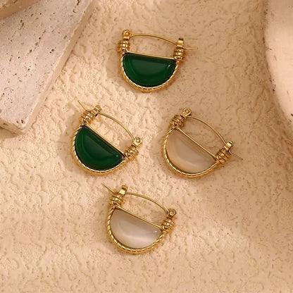 1 Pair Vintage Style Simple Style Geometric Semicircle 304 Stainless Steel 18K Gold Plated Ear Studs