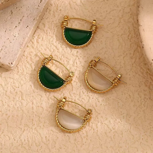 1 Pair Vintage Style Simple Style Geometric Semicircle 304 Stainless Steel 18K Gold Plated Ear Studs