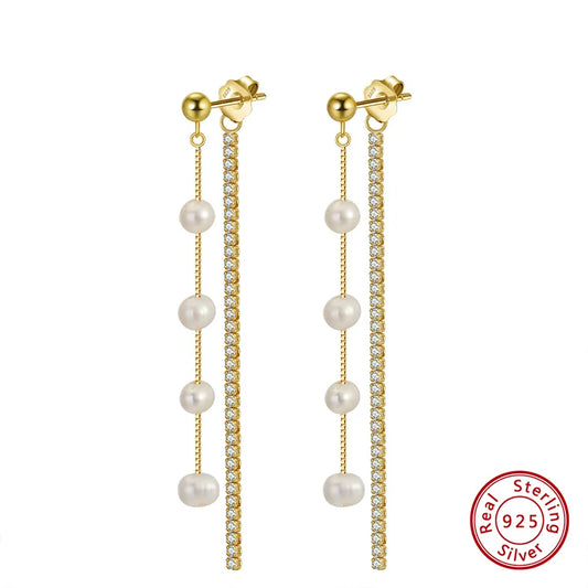 1 Pair Elegant Geometric Color Block Irregular Polishing Plating Baroque Pearls Freshwater Pearl Drop Earrings