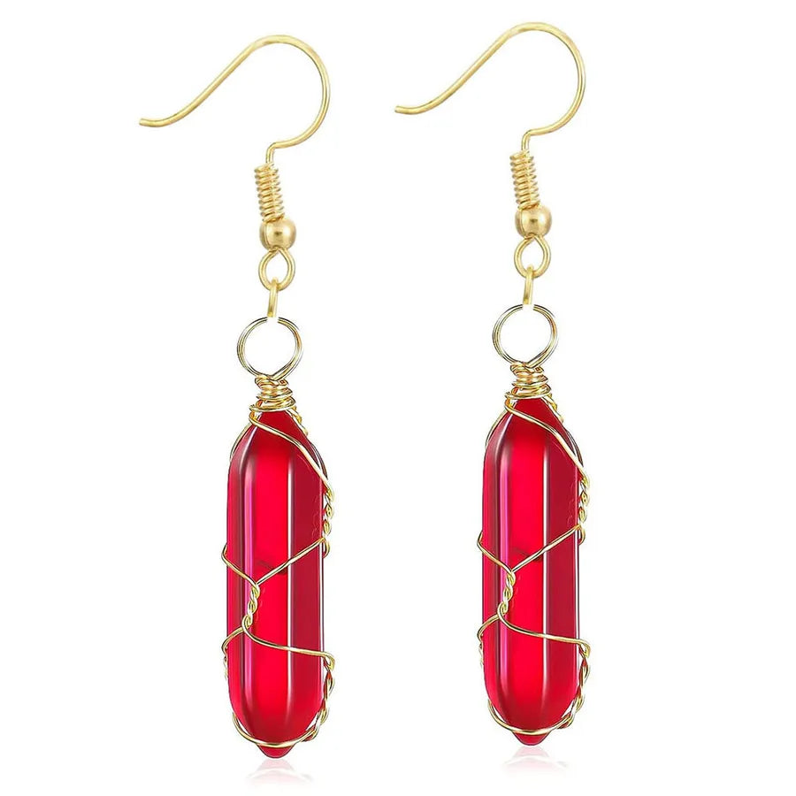 1 Pair Casual Simple Style Geometric natural stone Crystal Iron Drop Earrings
