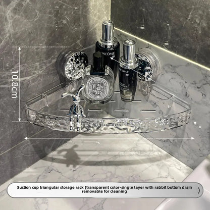 Bathroom suction cup triangle storage rack punch-free wall-mounted shelf bathroom toilet washstand corner storage rack