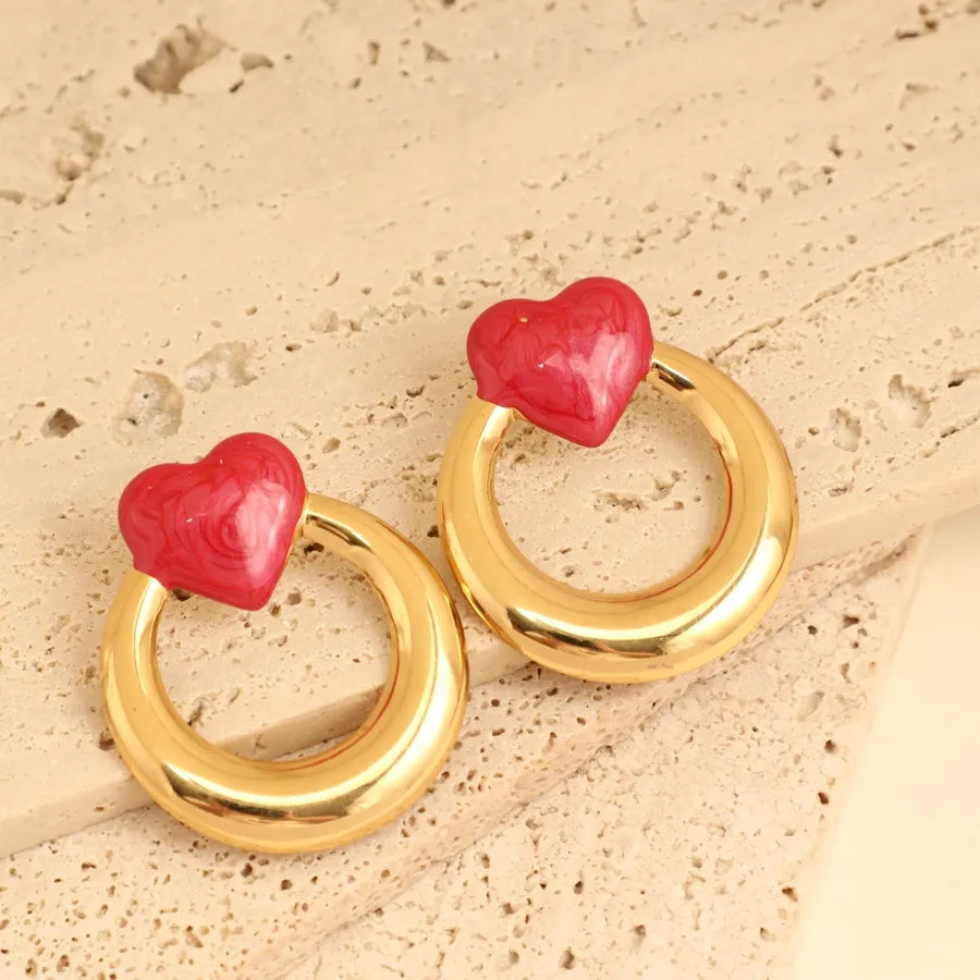 1 Pair Elegant French Style Sweet Heart Shape Bow Knot 304 Stainless Steel Ear Studs