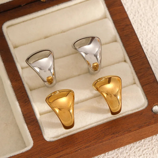 1 Pair IG Style Elegant C Shape Geometric Polishing Plating 304 Stainless Steel 18K Gold Plated Ear Studs