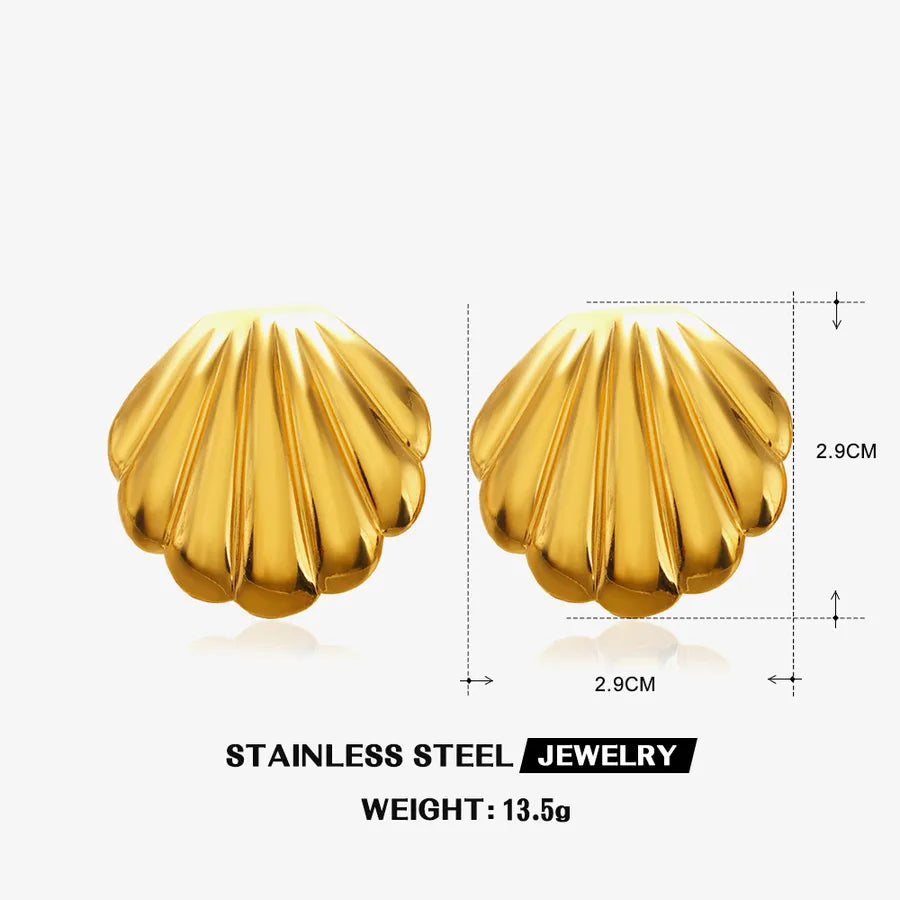 1 Pair Casual Vacation Beach Shell 304 Stainless Steel 18K Gold Plated Ear Studs
