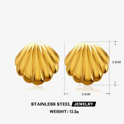 1 Pair Casual Vacation Beach Shell 304 Stainless Steel 18K Gold Plated Ear Studs