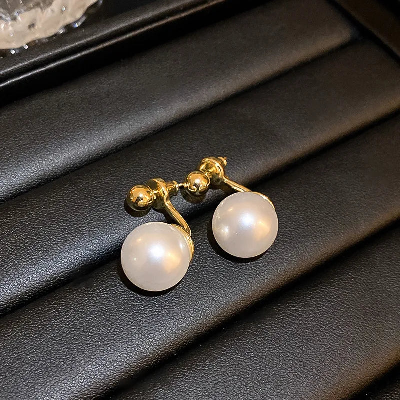 1 Pair Solid Color 925 Sterling Silver Freshwater Pearl Ear Studs