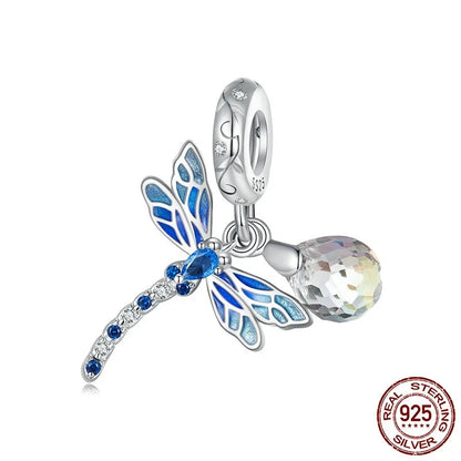 1 Piece 925 Sterling Silver Zircon Insect Dragonfly Pendant Jewelry Accessories