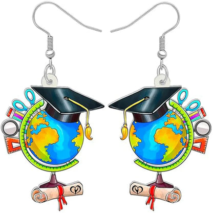 1 Pair Cute Novelty Earth instrument Microscope pencil Arylic Drop Earrings