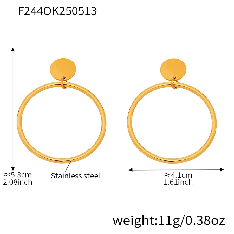 1 Pair Casual Exaggerated Vacation Geometric Polishing Plating 304 Stainless Steel 18K Gold Plated Earrings
