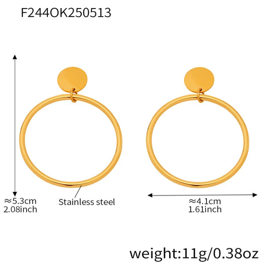 1 Pair Casual Exaggerated Vacation Geometric Polishing Plating 304 Stainless Steel 18K Gold Plated Earrings