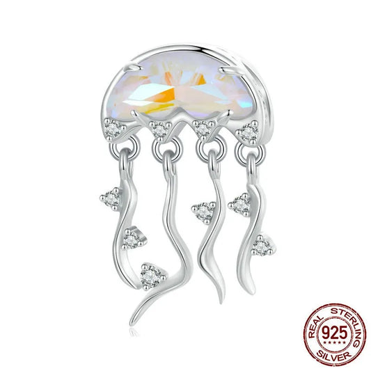 1 Piece 13 * 23mm 20 * 12mm Hole 4~4.9mm 925 Sterling Silver Jellyfish Heart Shape Fish Tail Polished Pendant Beads Jewelry Accessories