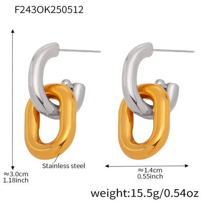 1 Pair Casual Elegant Hip-Hop Geometric Polishing Plating 304 Stainless Steel 18K Gold Plated Earrings