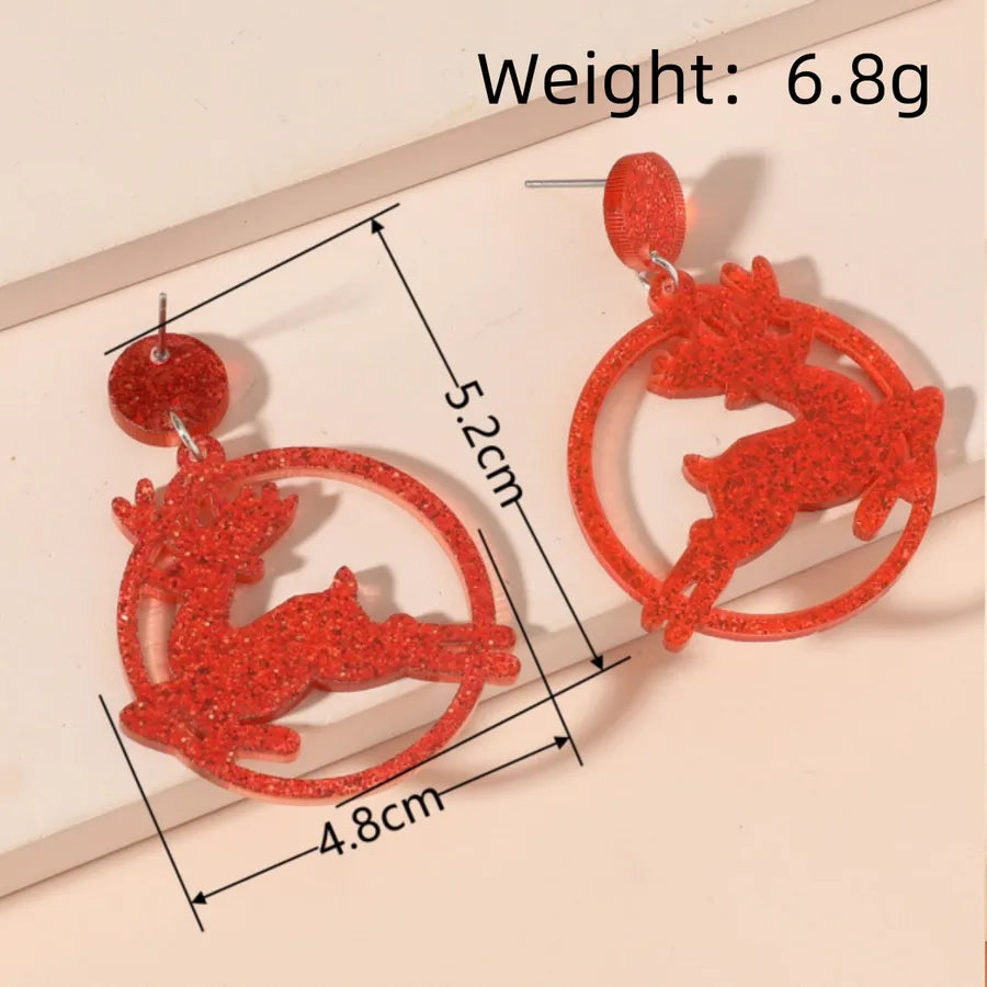 1 Pair Cute Christmas Tree Elk Arylic Drop Earrings