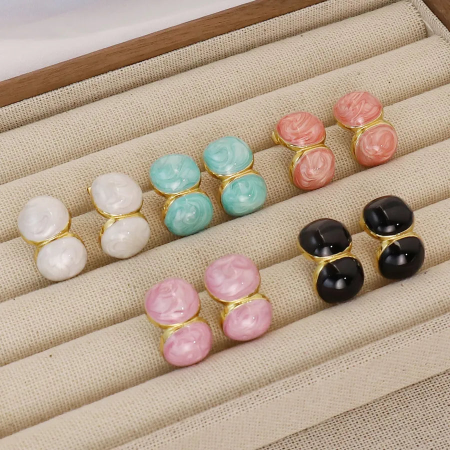 1 Pair Elegant Lady Simple Style Square 304 Stainless Steel 18K Gold Plated Ear Studs