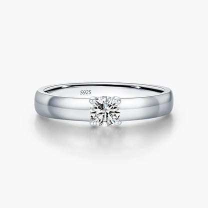 0.3ct Moissanite 925 Sterling Silver Rings GRA Certificate Round Brilliant Cut Round Rhodium Plated Rings