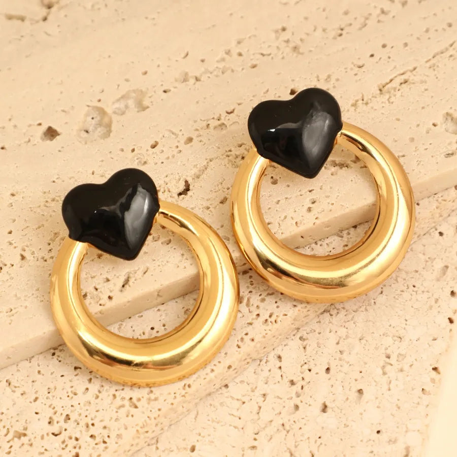 1 Pair Elegant French Style Sweet Heart Shape Bow Knot 304 Stainless Steel Ear Studs