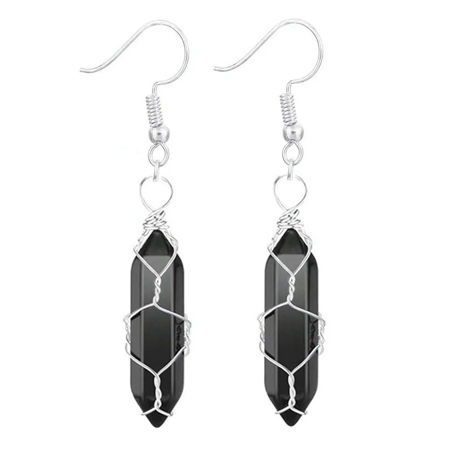 1 Pair Casual Simple Style Geometric natural stone Crystal Iron Drop Earrings