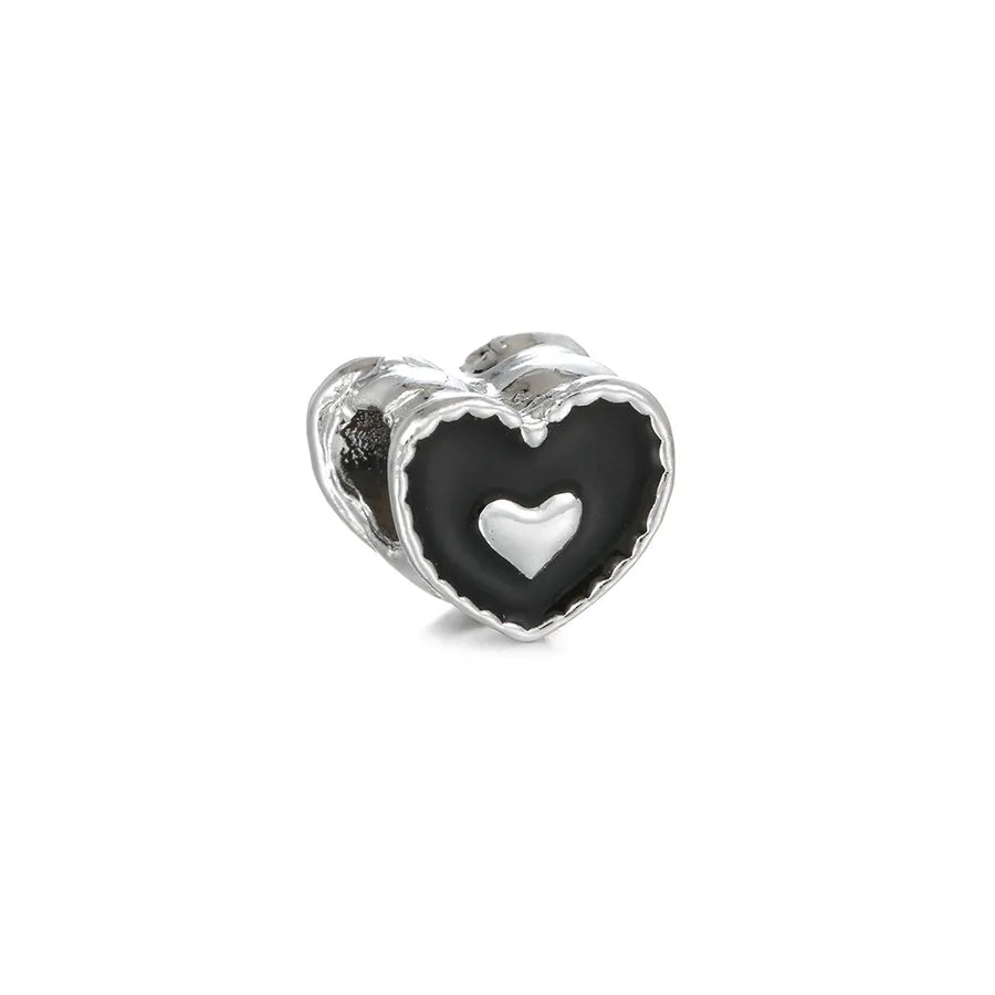1 Piece 0.93*0.96cm Hole 5~5.9mm Alloy Heart Shape Beads