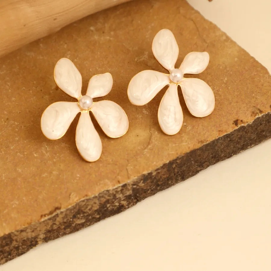 1 Pair IG Style Elegant Cute Round Flower Bow Knot 304 Stainless Steel Ear Studs