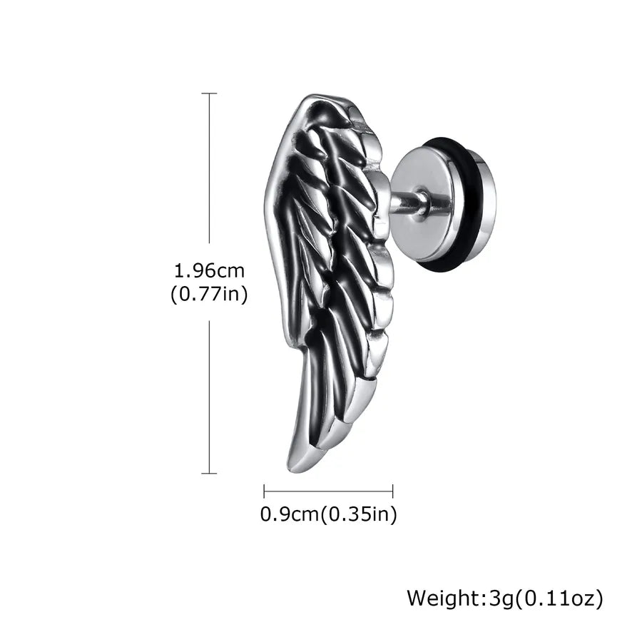 1 Piece 1 Pair Hip-Hop Wings Plating 201 Stainless Steel Butterfly Backs Ear Studs