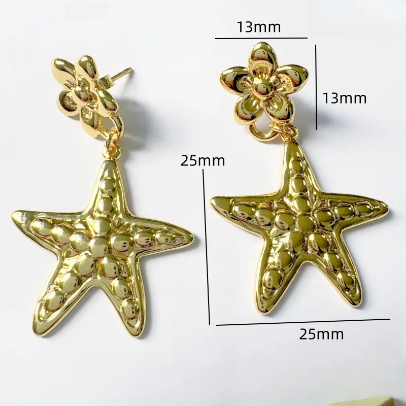 1 Pair Cute Funny Starfish Flower 304 Stainless Steel Drop Earrings