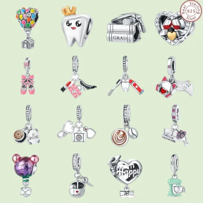 1 Piece 10*19mm 925 Sterling Silver Zircon Heart Shape Pendant Beads Jewelry Accessories