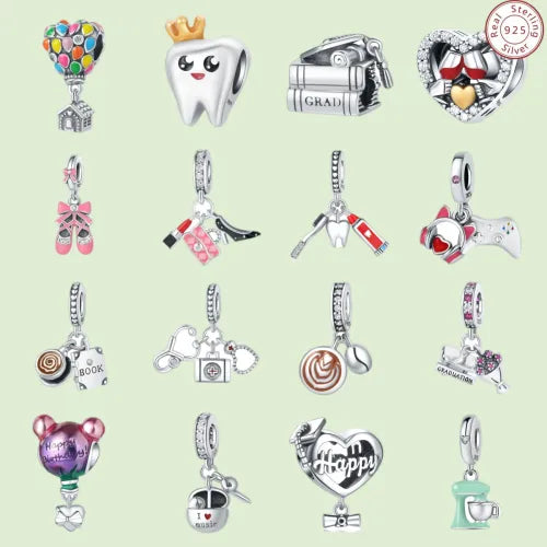 1 Piece 10*19mm 925 Sterling Silver Zircon Heart Shape Pendant Beads Jewelry Accessories