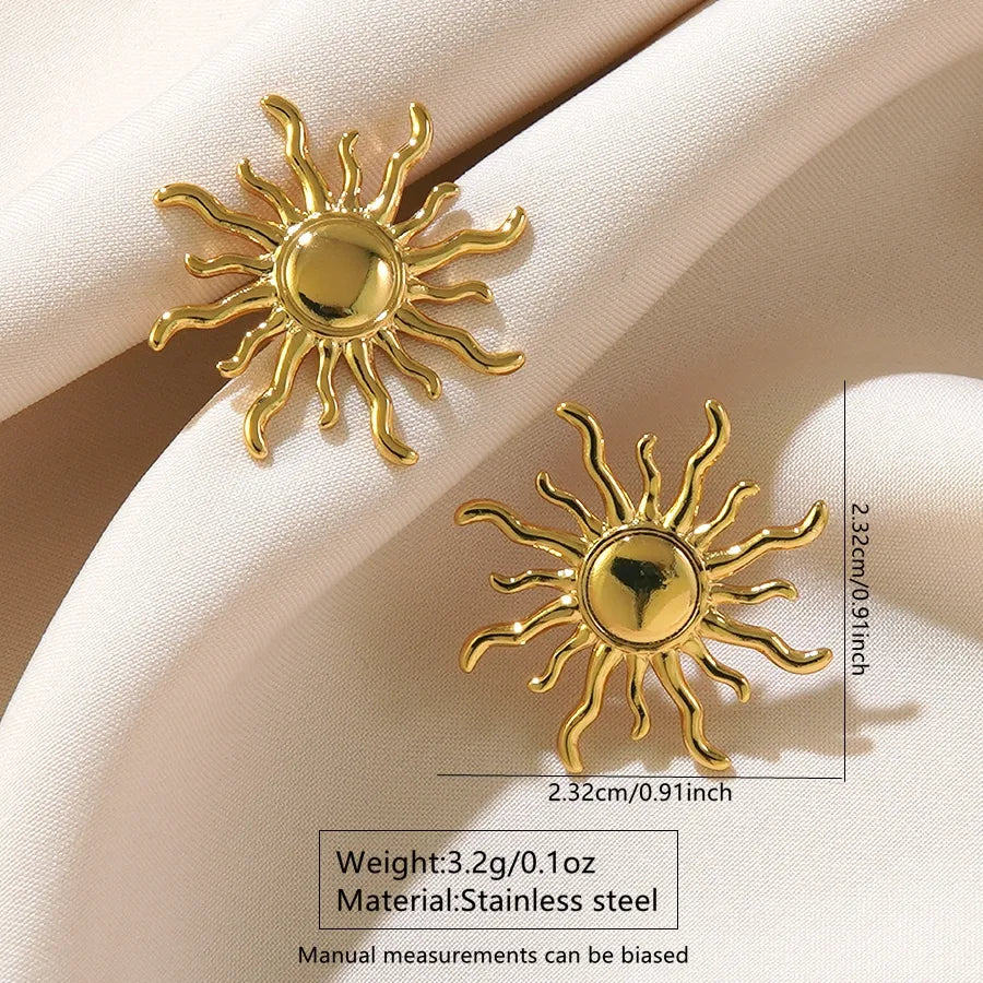 1 Pair Casual Vacation Streetwear Sun 304 Stainless Steel Imitation Gold  Ear Studs