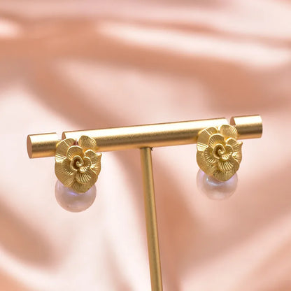 1 Pair Freshwater Pearl Zircon Freshwater pearl earrings Round Drop Earrings