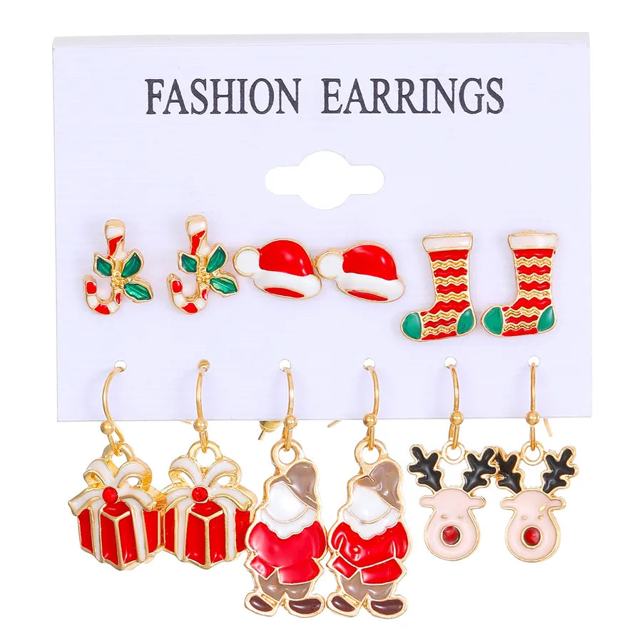 1 Pair Christmas Cute Christmas Tree Santa Claus Elk Plating Alloy Drop Earrings