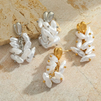 1 Pair Cute Romantic Simple Style Irregular Geometric Heart Shape Plating Inlay 304 Stainless Steel Imitation Pearl 18K Gold Plated Ear Studs