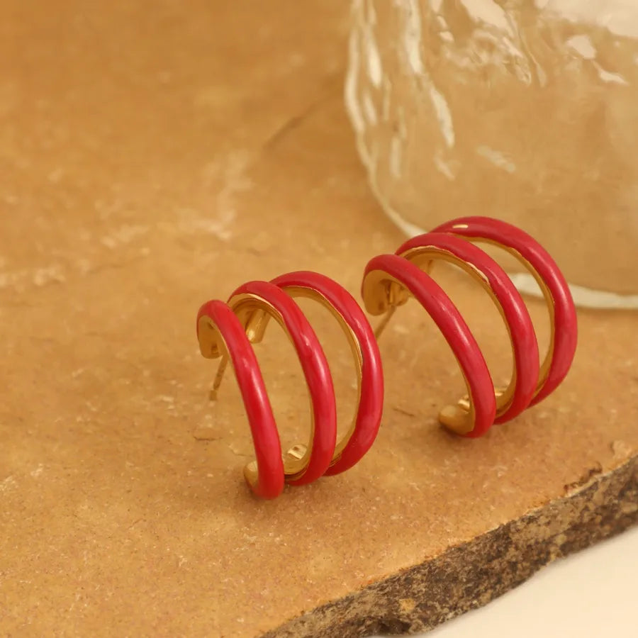 1 Pair French Style Romantic Streetwear C Shape 304 Stainless Steel Ear Studs