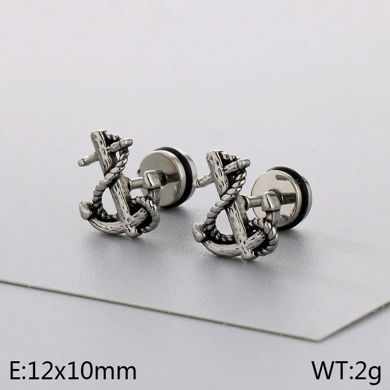1 Pair Simple Style Anchor 304 Stainless Steel 18K Gold Plated Ear Studs