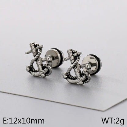 1 Pair Simple Style Anchor 304 Stainless Steel 18K Gold Plated Ear Studs