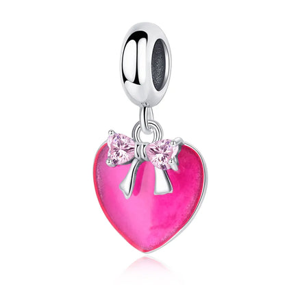 1 Piece 21*11mm 925 Sterling Silver Zircon Heart Shape Bow Knot Polished Pendant Jewelry Accessories
