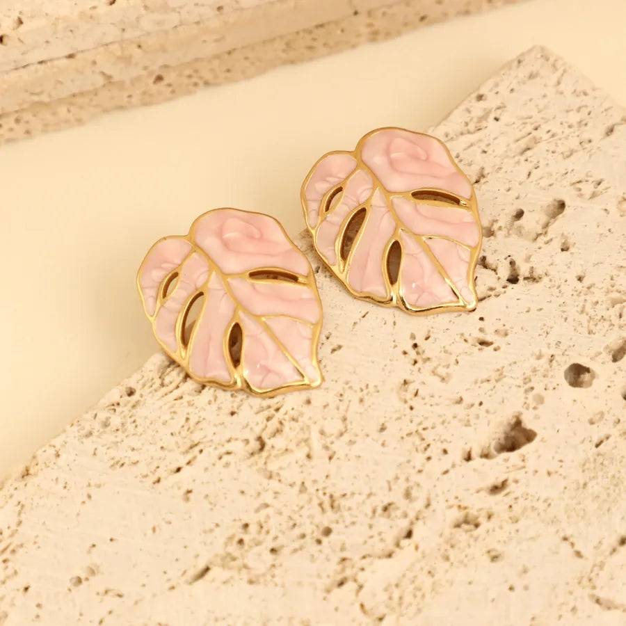 1 Pair IG Style Fairy Style Romantic Leaves Butterfly 304 Stainless Steel Ear Studs