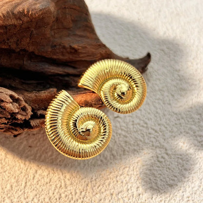 1 Pair IG Style Casual Vacation Leaf Conch Flower Flowers 304 Stainless Steel Imitation Gold  Ear Studs