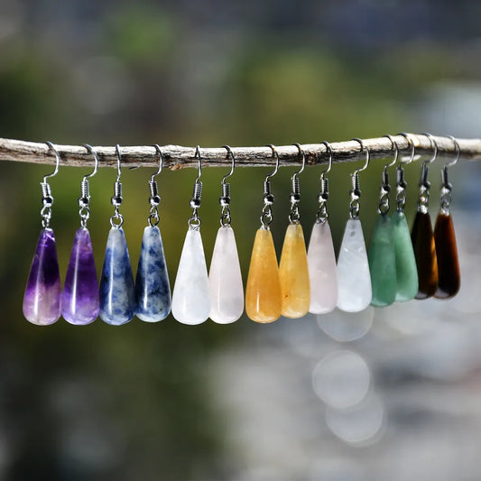 1 Pair Simple Style Water Droplets Alloy natural stone Drop Earrings