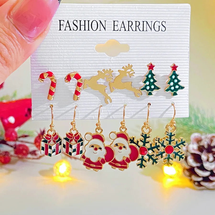 1 Pair Christmas Cute Christmas Tree Santa Claus Elk Plating Alloy Drop Earrings