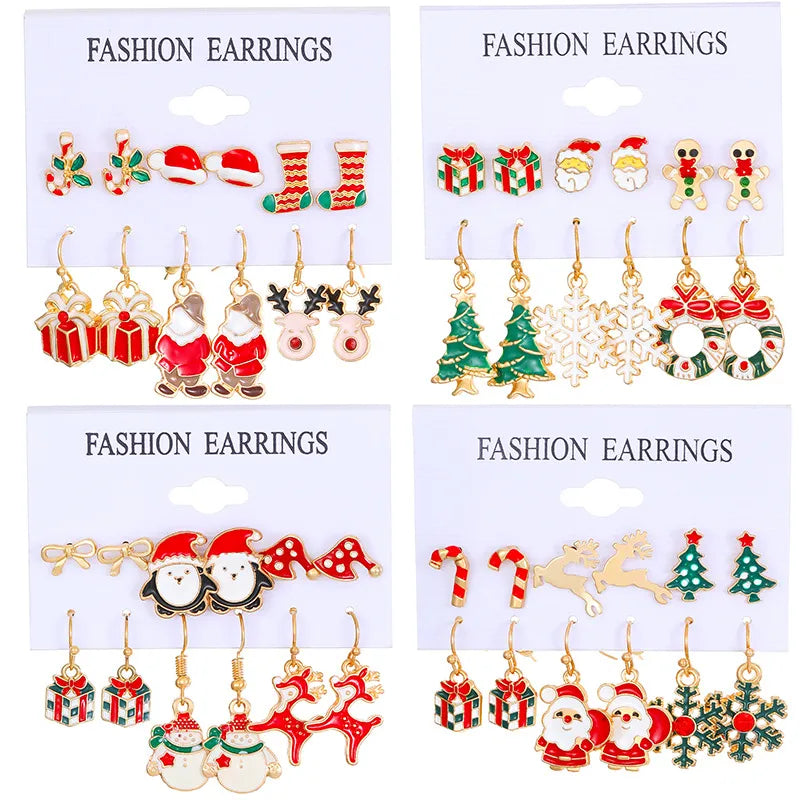 1 Pair Christmas Cute Christmas Tree Santa Claus Elk Plating Alloy Drop Earrings