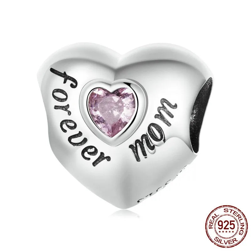 1 Piece 925 Sterling Silver Zircon Human Letter Heart Shape Polished Beads Jewelry Accessories