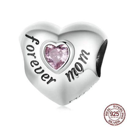1 Piece 925 Sterling Silver Zircon Human Letter Heart Shape Polished Beads Jewelry Accessories