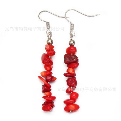 1 pair retro irregular plating natural stone drop earrings