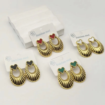 1 Pair Classical Commute Paisley Heart Shape 304 Stainless Steel 18K Gold Plated Butterfly Backs Ear Studs