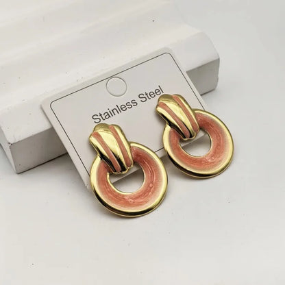 1 Pair Elegant Commute Shiny Round 304 Stainless Steel 18K Gold Plated Butterfly Backs Ear Studs