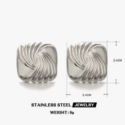1 Pair Casual Elegant Hip-Hop Square Lines 304 Stainless Steel 18K Gold Plated Ear Studs