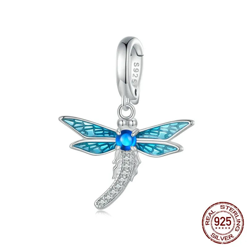 1 Piece 925 Sterling Silver Zircon Insect Dragonfly Pendant Jewelry Accessories